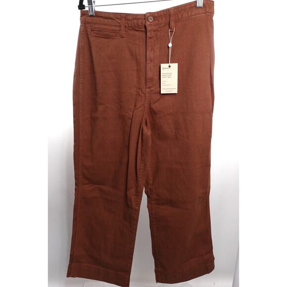 Quince Rust Organic Stretch Cotton Twill Wide Leg Cropped Pants 31 NWT - Picture 5 of 14